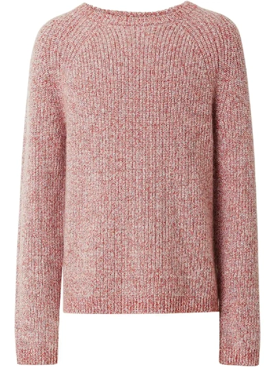 Burberry Rib Knit Cashmere Cotton Blend Sweater In Pink