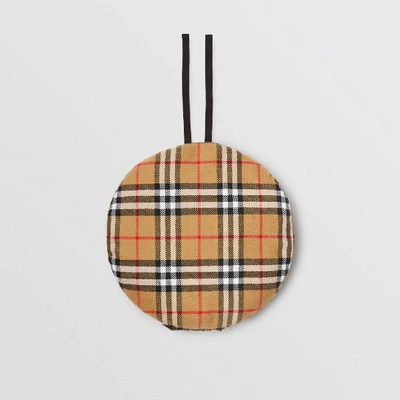 Burberry Pin Detail Vintage Check Wool Beret In Antique Yellow