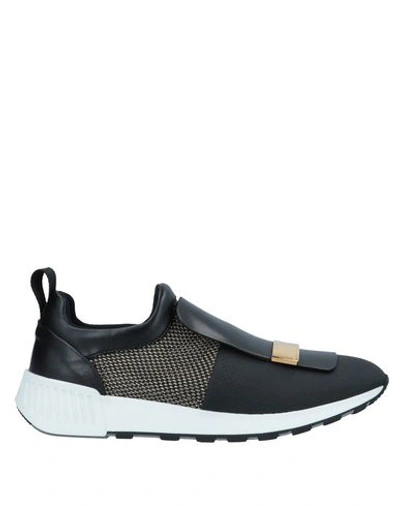 Sergio Rossi Sneakers In Leather And Fabric Color Black And Gold