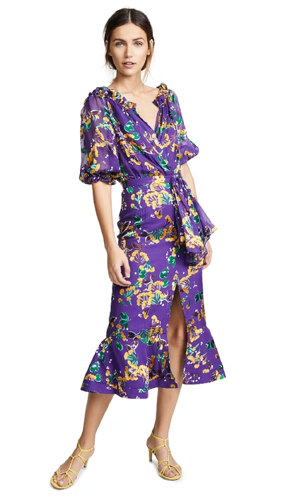 Saloni Olivia Dress In Violet Sweetpeas ModeSens