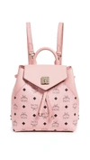 Mcm Essential Visetos Original Small Backpack In Soft Pink