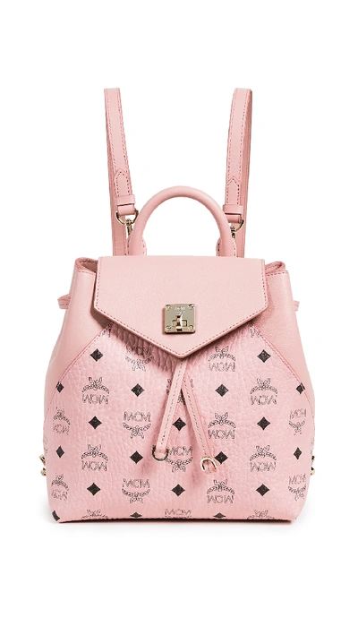 Mcm Essential Visetos Original Small Backpack In Soft Pink