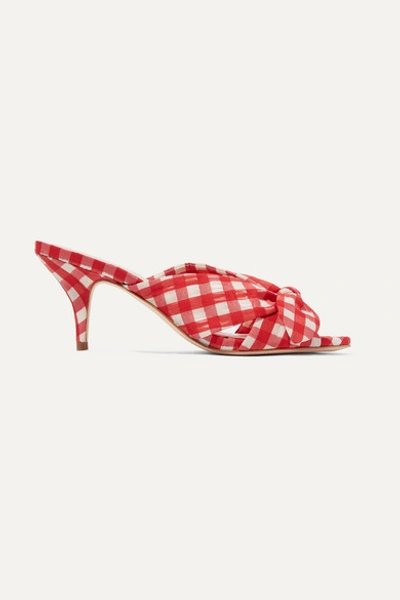 Loeffler Randall Luisa Bow-embellished Gingham Canvas Mules In Red