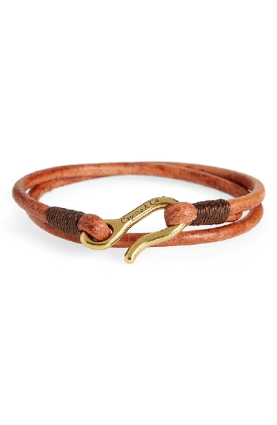 Caputo & Co Leather Wrap Bracelet In Tan