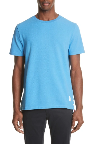 Thom Browne Stripe Crewneck T-shirt In Light Blue
