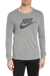 Nike Nsw Futura Icon Long Sleeve T-shirt In Carbon Heather/ Black