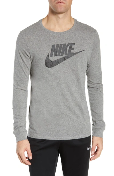 Nike Nsw Futura Icon Long Sleeve T-shirt In Carbon Heather/ Black