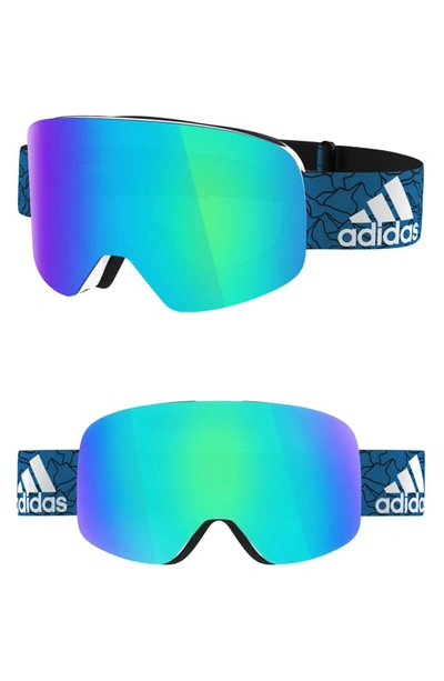 Adidas Originals Backland Spherical Mirrored Snowsports Goggles - Shiny White/ Blue