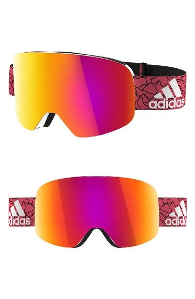 Adidas Originals Backland Spherical Mirrored Snowsports Goggles In Matte White/ Purple