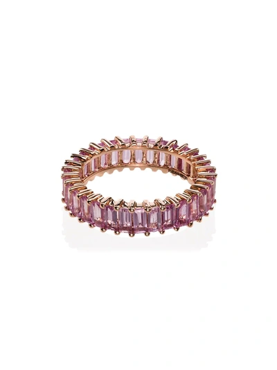 Dana Rebecca Designs 14k Rose Gold Krystyn Kylie Baguette Sapphire Ring In Rose Gold/pink