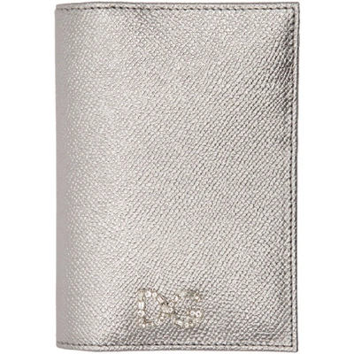 Dolce & Gabbana Dolce And Gabbana Silver Crystal Logo Passport Holder In 80750 Silve