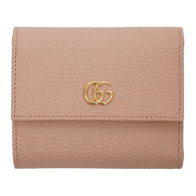 Gucci Pink Small Gg Marmont Trifold Wallet In 5909 Pink