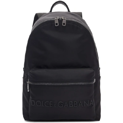 Dolce & Gabbana Dolce And Gabbana Black Logo Backpack In 8b956 Black