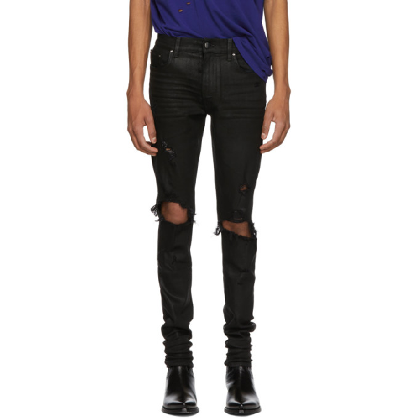 Amiri Black Wax Thrasher Jeans In Blx Black | ModeSens