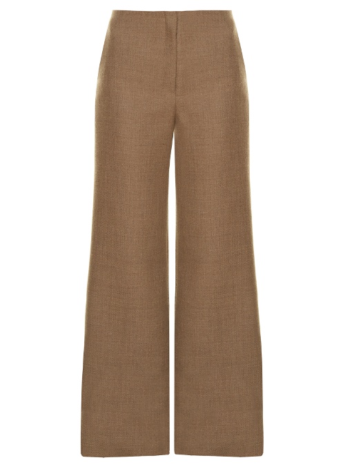 wide leg wool trousers