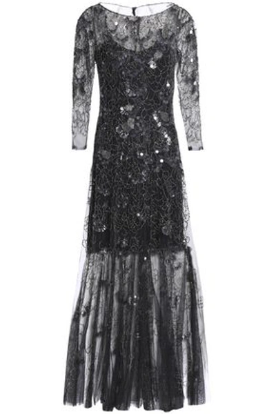 Jenny Packham Embellished Tulle Gown In Black