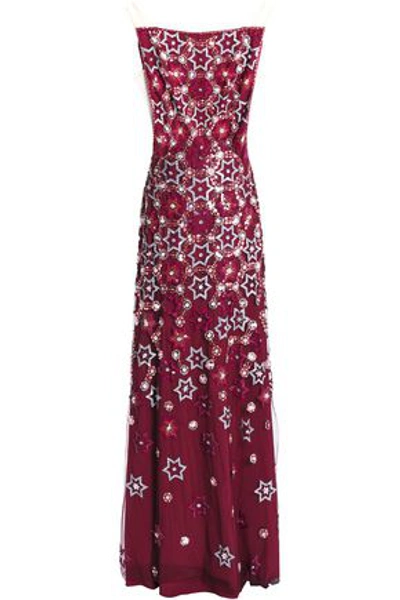 Jenny Packham Woman Embellished Tulle Gown Plum