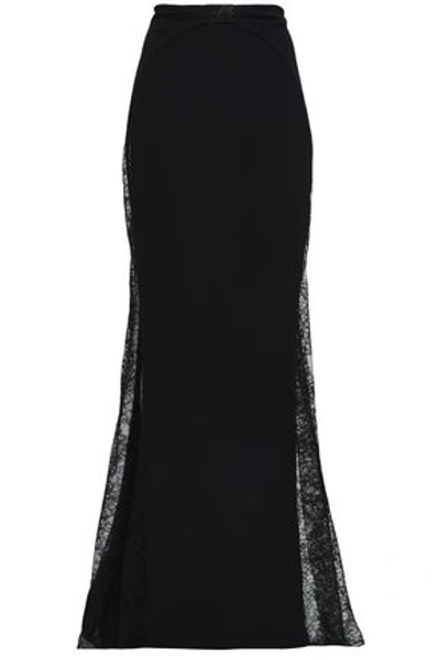 Zuhair Murad Split-front Embellished Lace Maxi Skirt In Black