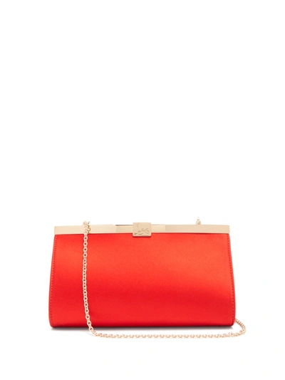 Christian Louboutin Palmette Satin Clutch In Red