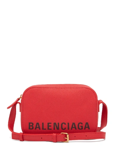 Balenciaga Ville Xs Aj Printed Textured-leather Shoulder Bag In Red