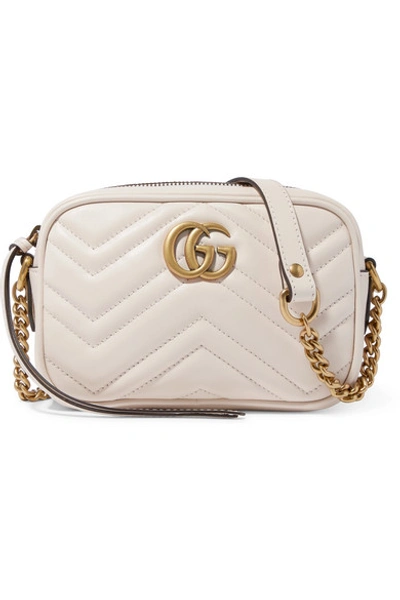 Gucci Gg Marmont Camera Small Quilted Leather Shoulder Bag In White