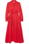 Equipment Vivienne Wrap-effect Silk-blend Dress In Red