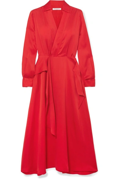 Equipment Vivienne Wrap effect Silk blend Dress In Red ModeSens