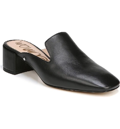 Sam Edelman Adair Leather Block-heel Mule Slide In Black Leather