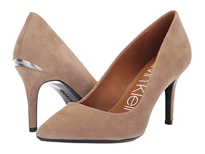 Calvin Klein 'gayle' Pointy Toe Pump In Tobacco Suede