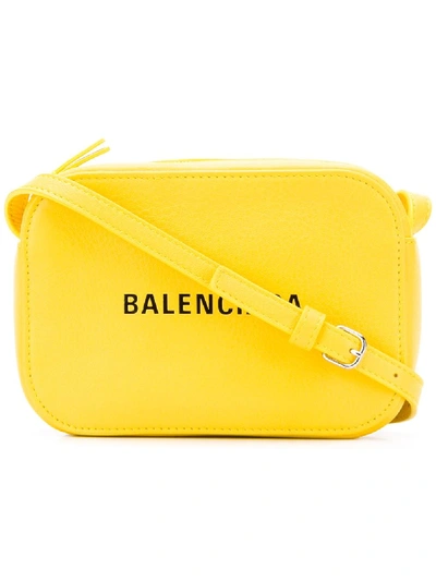 Balenciaga Everyday Xs Aj Printed Textured-leather Camera Bag In Jaune Soleil/ Noir
