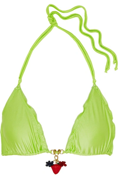 Agent Provocateur Berry Embellished Bikini Top In Lime Green