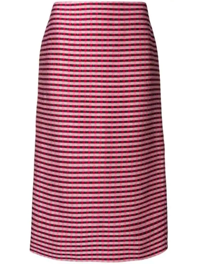 Marni Checked-knit Midi Pencil Skirt In Pink