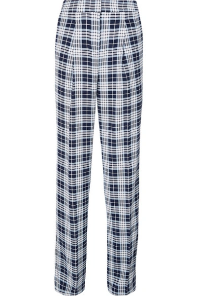 Michael Michael Kors Checked Crepe Straight-leg Pants In Navy