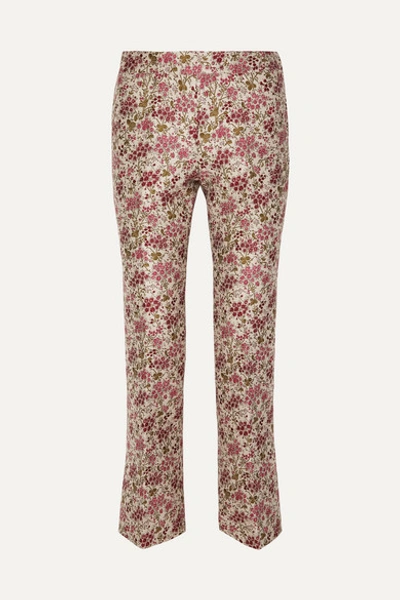 Giambattista Valli Floral-jacquard Kick-flare Trousers In Rose