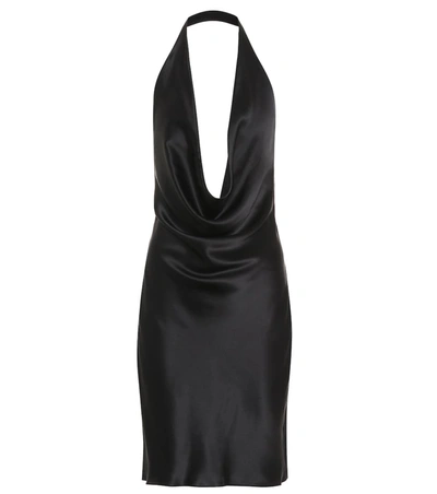 Stella Mccartney Draped Silk-satin Halterneck Dress In Black