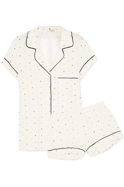 Eberjey Printed Stretch-jersey Pajama Set In White