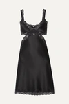 Stella Mccartney Clara Whispering Cutout Lace-trimmed Stretch-silk Charmeuse Satin Chemise In Black