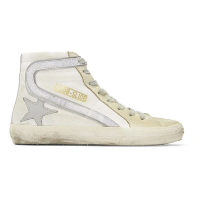 Golden Goose Slide Distressed Leather And Suede High-top Trainers In White