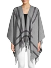 Amicale Border Double-faced Merino Wool Ruana In Grey