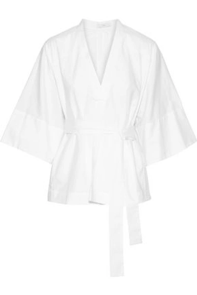 Tome Woman Belted Cotton-poplin Tunic White