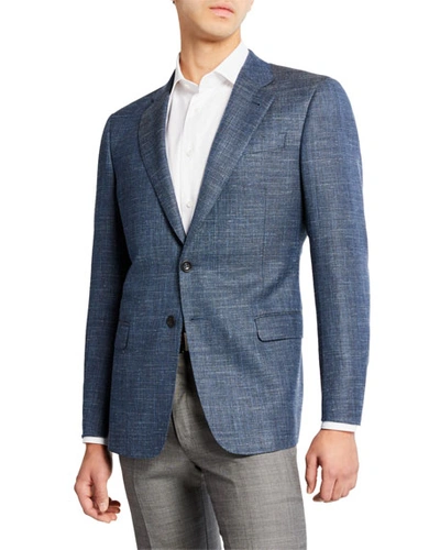 Giorgio Armani Men's Melange Wool/linen Sport Coat In Blue