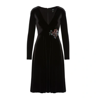 Nissa Velvet Black Midi Dress