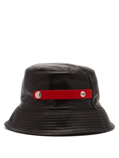 Alexander Mcqueen Leather Bucket Hat In 1000 Black