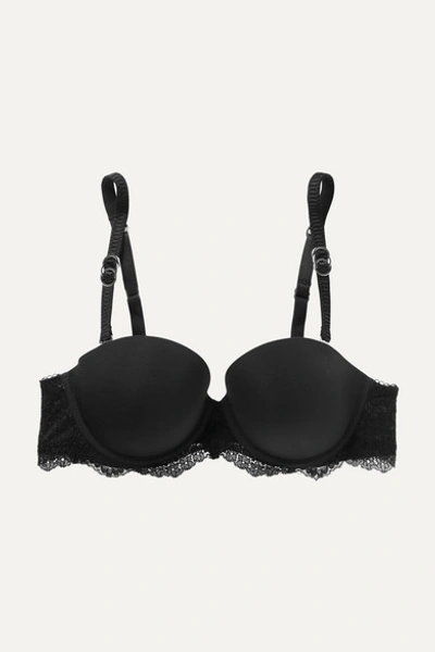 Stella Mccartney Stella Stretch-jersey And Lace Underwired Plunge Bra In Black