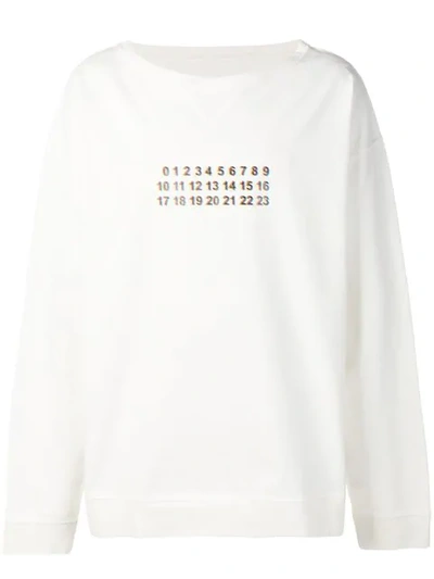 Maison Margiela Logo-print Cotton-jersey Sweatshirt In Off White