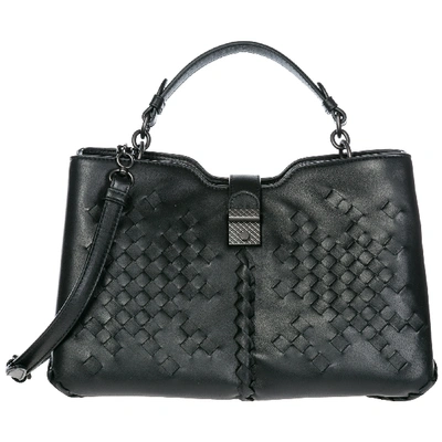 Bottega Veneta Women's Leather Shoulder Bag Napoli In Black