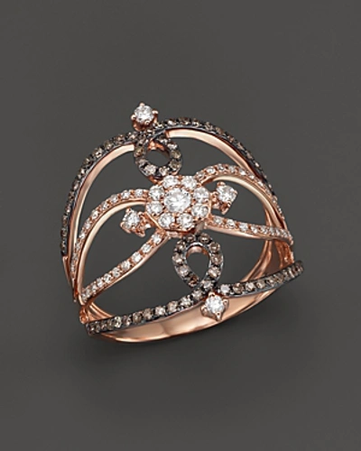 Kc Designs Champagne And White Diamond Ring In 14k Rose Gold In Pink/multi