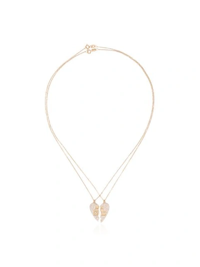 Established 18k Yellow Gold Two-piece Heart Diamond Necklace In Metallic