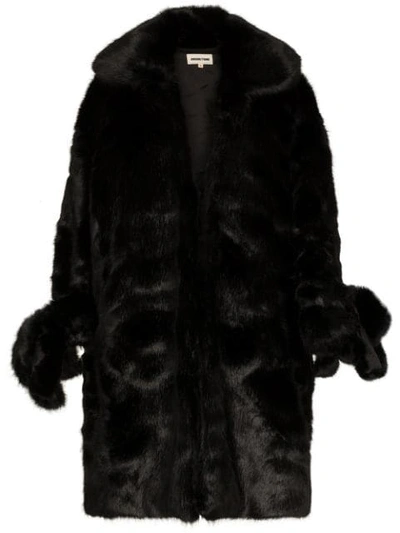 Shushu-tong Shushu/tong Knee Length Exaggerated Cuff Faux Fur Coat - Black