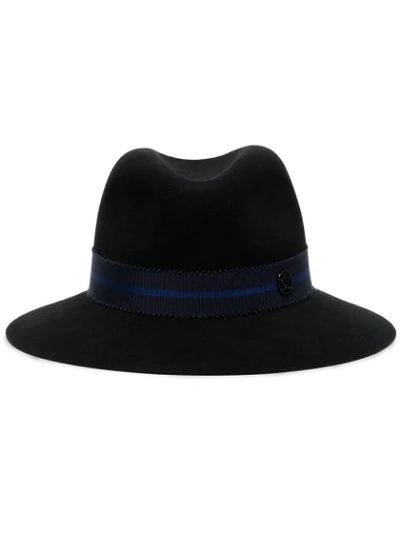 Maison Michel Ribbon Detail Wool Fedora Hat In Black